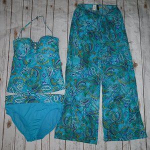 3 pc Set Ralph Lauren Carnivale Paisley Swimsuit